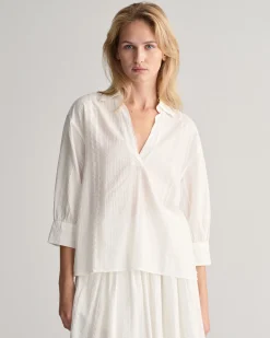 Relaxed Fit Seersucker Striped Popover Shirt