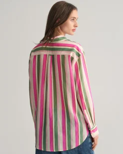 Relaxed Fit Striped Cotton Silk Shirt