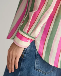 Relaxed Fit Striped Cotton Silk Shirt