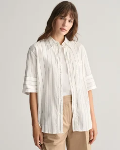 Relaxed Fit Striped Luxury Oxford Short Sleeve Shirt