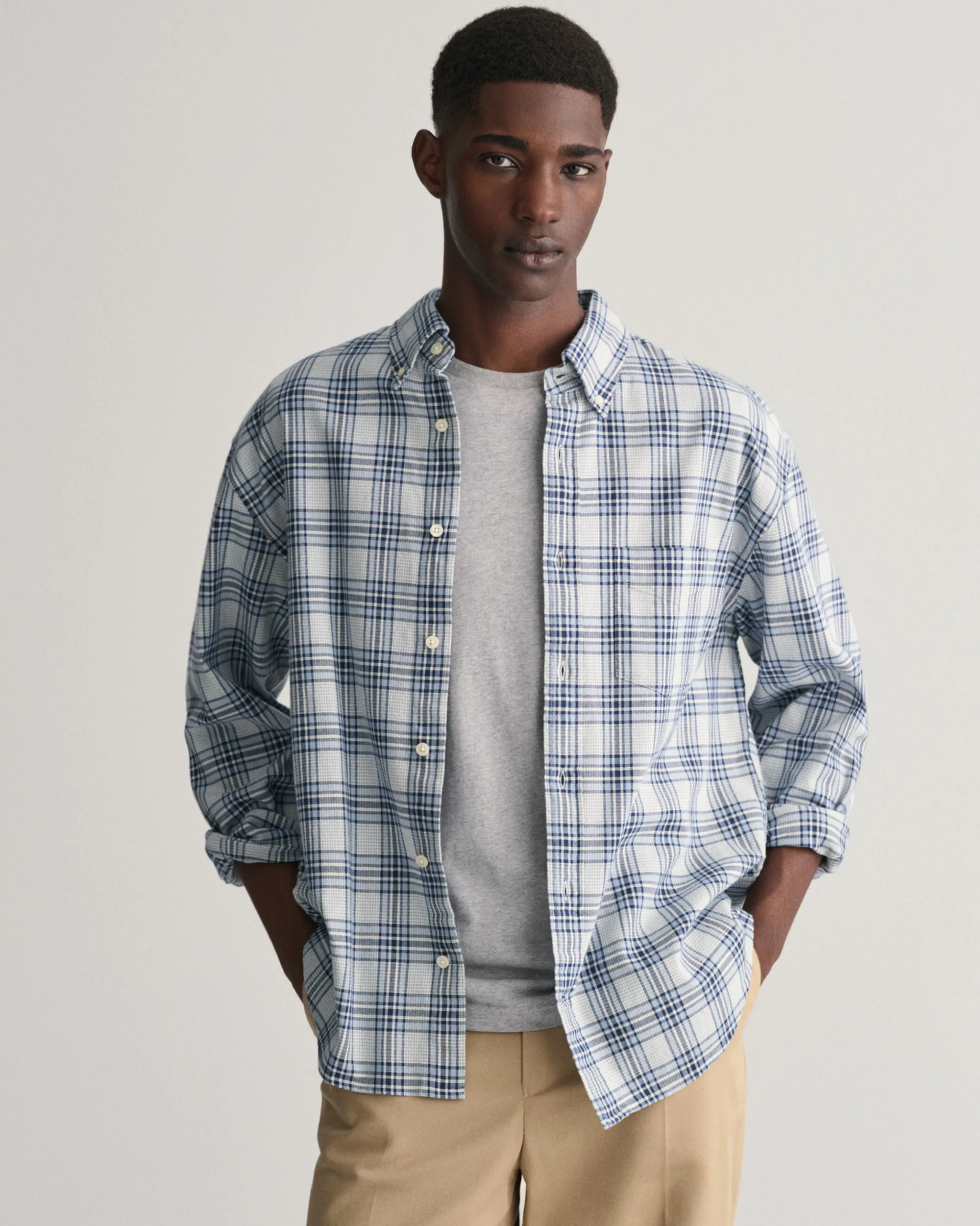 Relaxed Fit Textured Checked Shirt