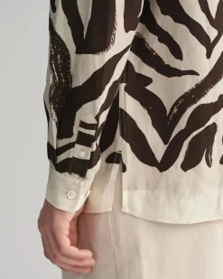 Relaxed Fit Zebra Print Silk Shirt