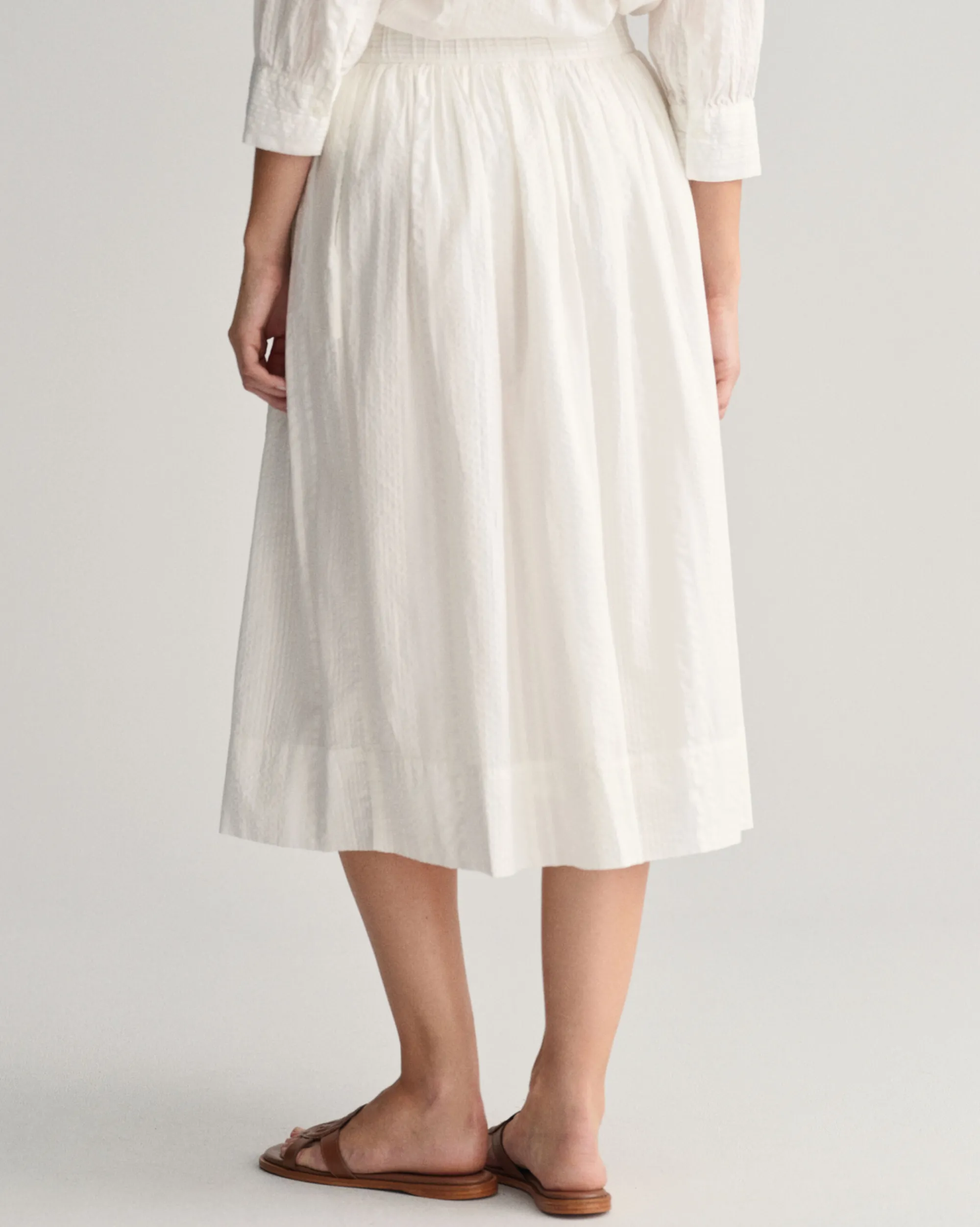 Seersucker Striped Pull-On Skirt