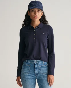 Shield Long Sleeve Piqué Polo Shirt