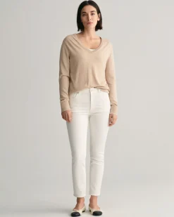 Slim Fit Cropped White Jeans