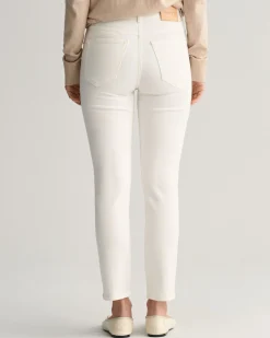 Slim Fit Cropped White Jeans