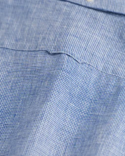 Slim Fit Houndstooth Linen Shirt