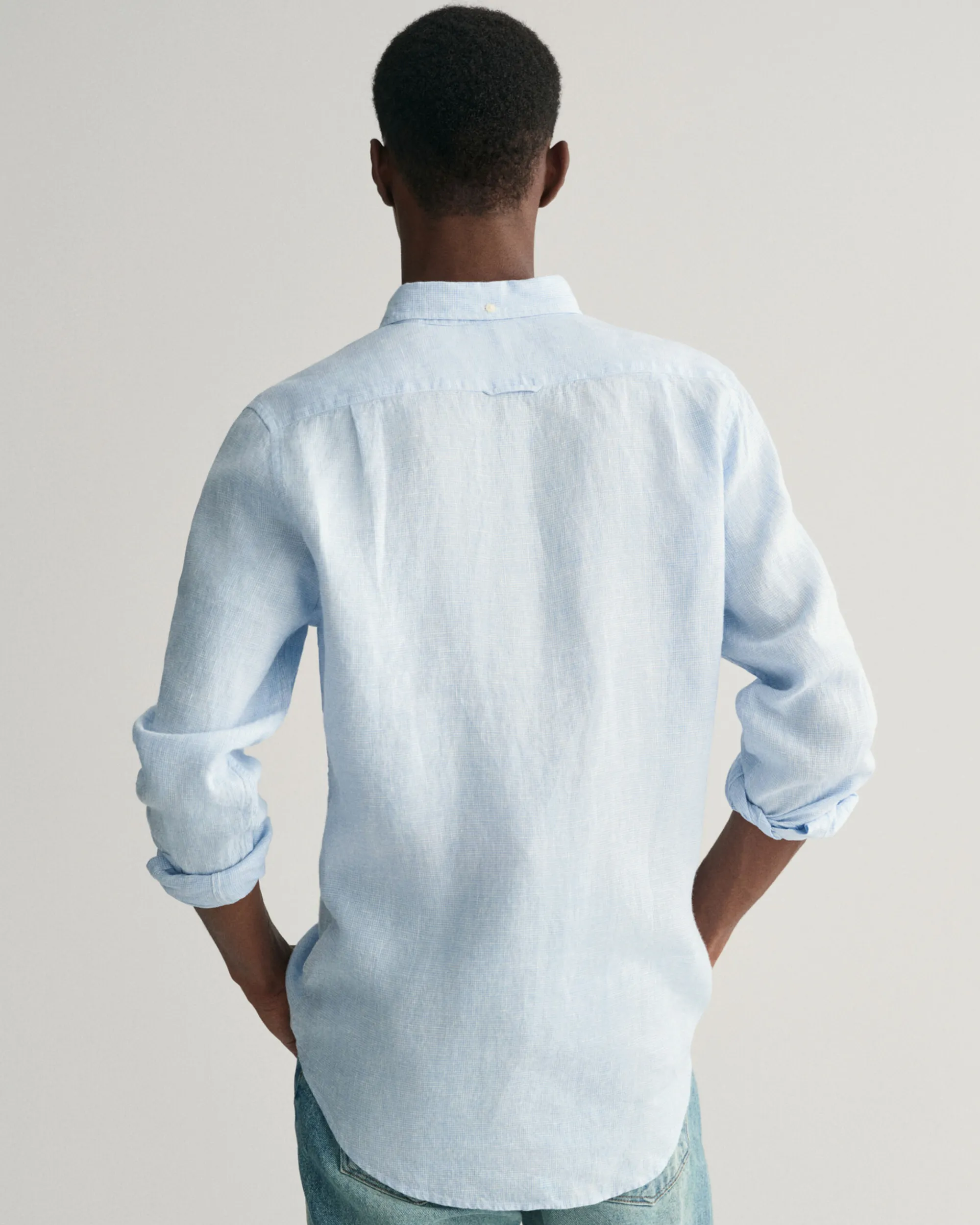 Slim Fit Houndstooth Linen Shirt