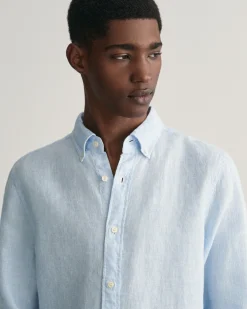 Slim Fit Houndstooth Linen Shirt