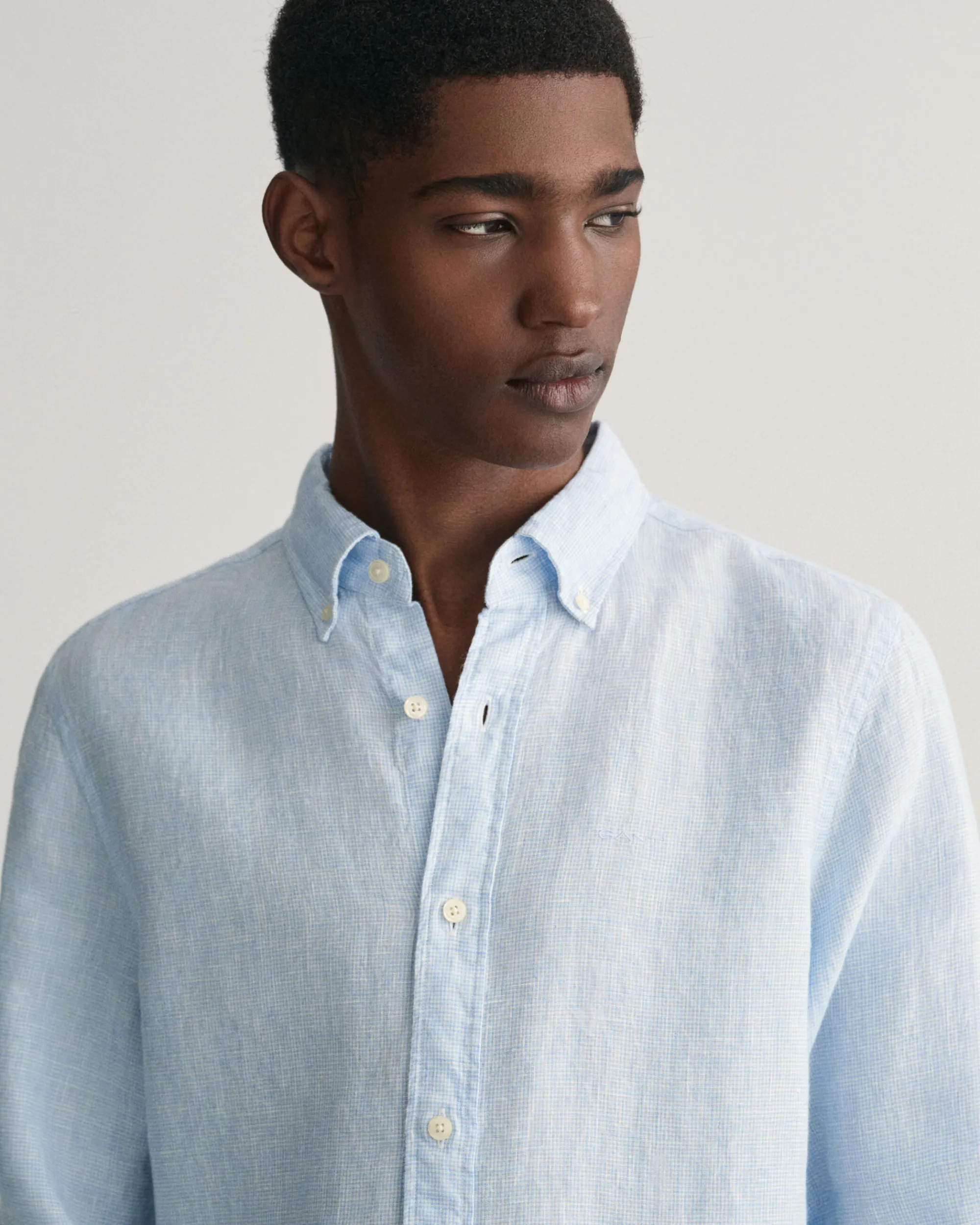 Slim Fit Houndstooth Linen Shirt