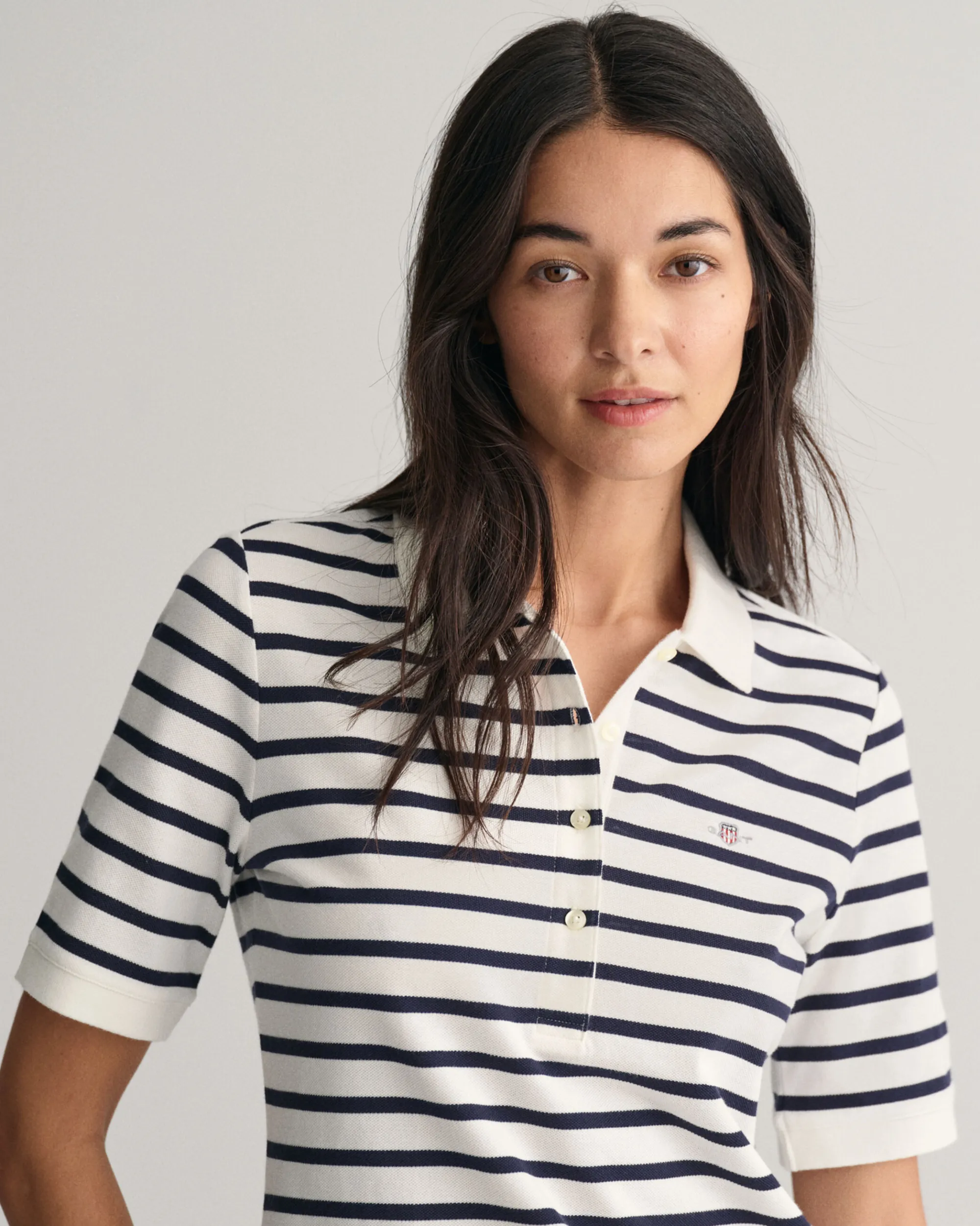 Striped Shield Piqué Polo Shirt