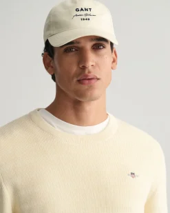 Striped Textured Cotton Crew Neck Sweater