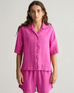 Teen Girls Boxy Linen Short Sleeve Shirt