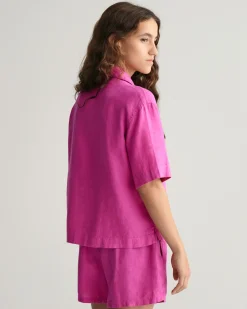 Teen Girls Boxy Linen Short Sleeve Shirt