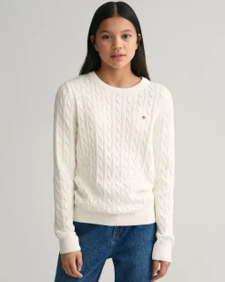 Teen Girls Shield Cotton Cable Knit Sweater