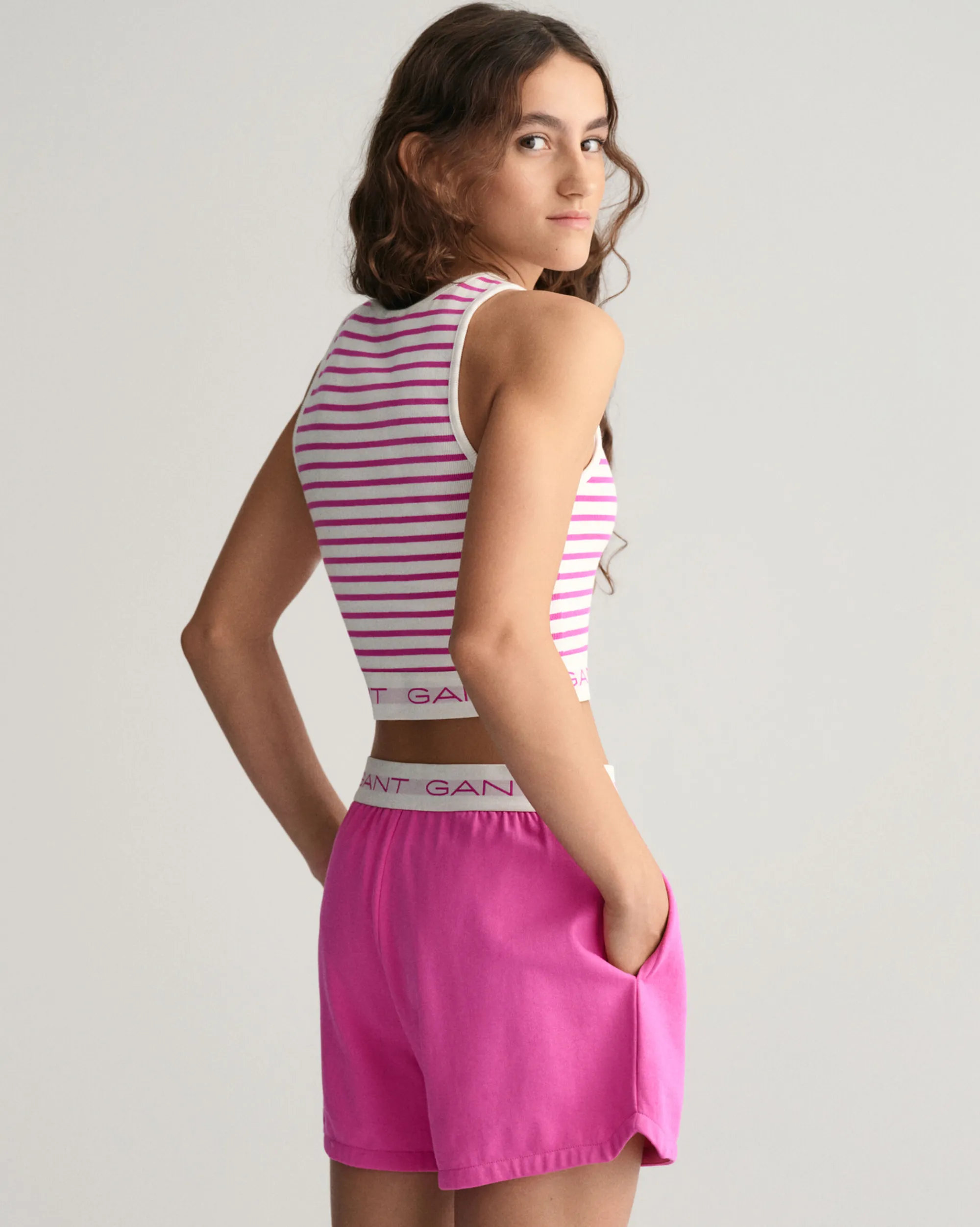 Teen Girls Striped Rib Tank Top