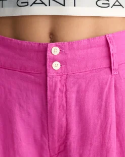 Teen Girls Wide Leg Pleated Linen Pants