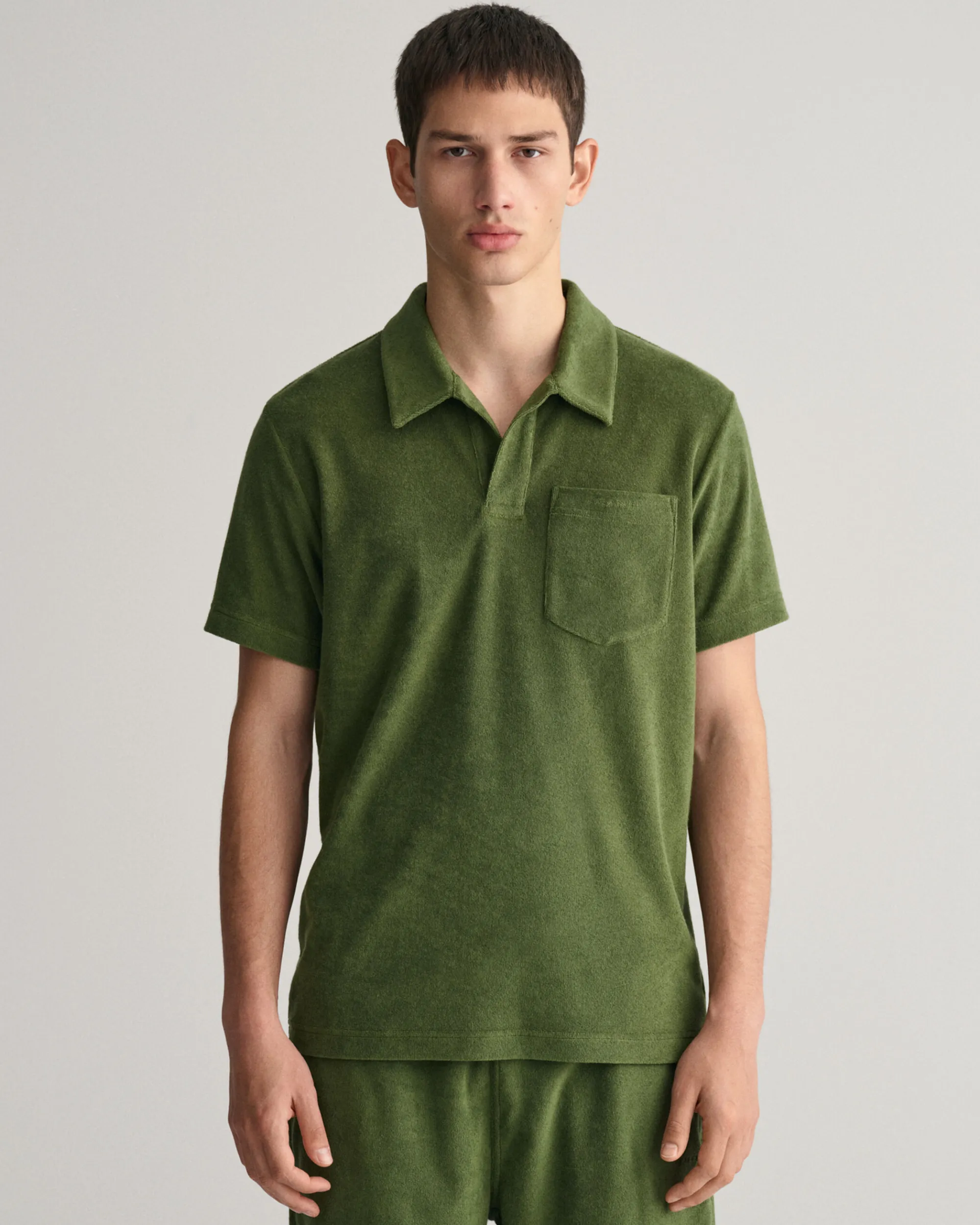 Terry Cloth Piqué Polo Shirt