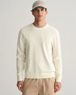 Textured Cotton Crew Neck Sweater