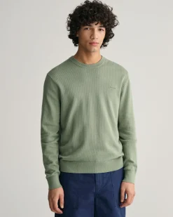 Textured Cotton Crew Neck Sweater