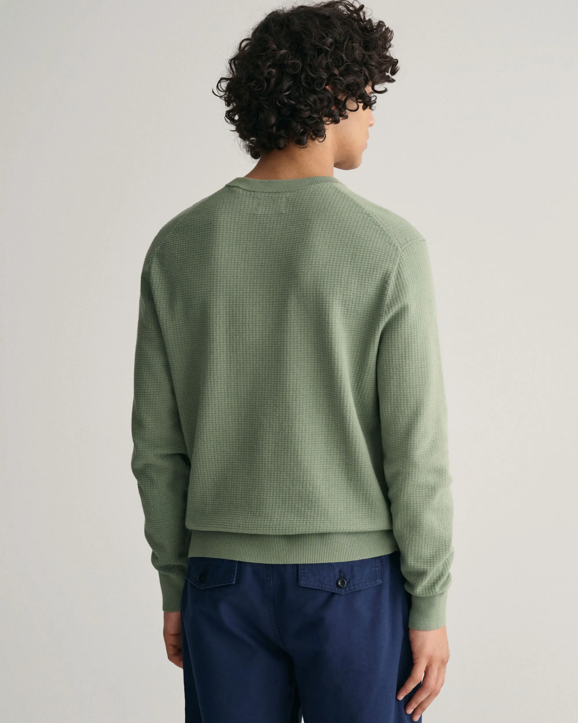 Textured Cotton Crew Neck Sweater