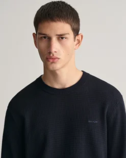 Textured Cotton Crew Neck Sweater