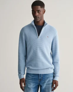 Textured Cotton Half-Zip Sweater