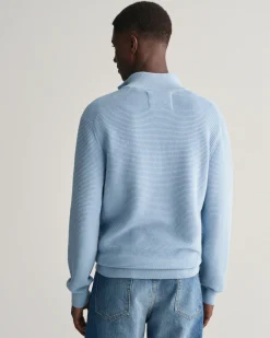 Textured Cotton Half-Zip Sweater