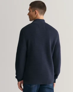 Textured Cotton Half-Zip Sweater