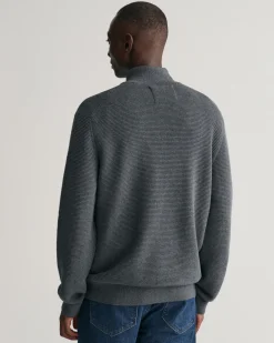 Textured Cotton Half-Zip Sweater