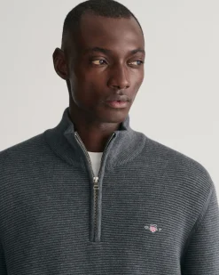Textured Cotton Half-Zip Sweater