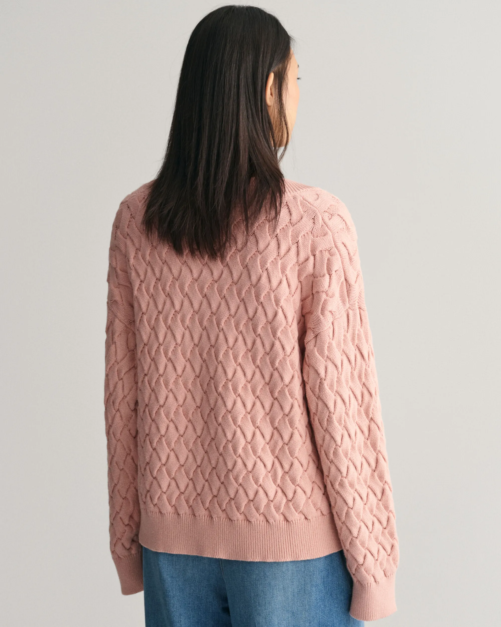 Textured Cotton V-Neck Sweater