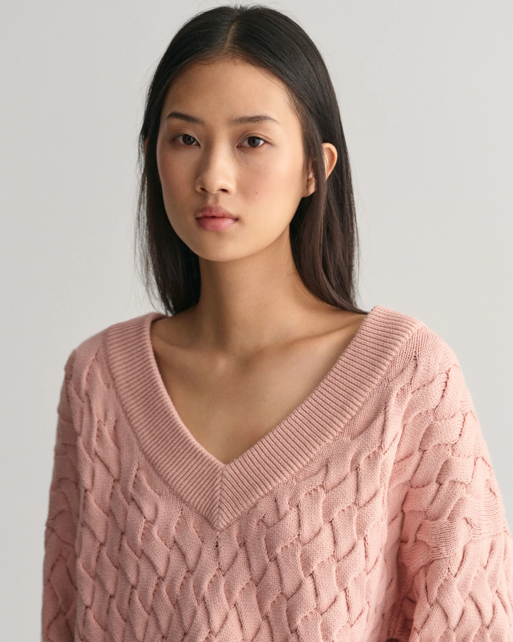 Textured Cotton V-Neck Sweater