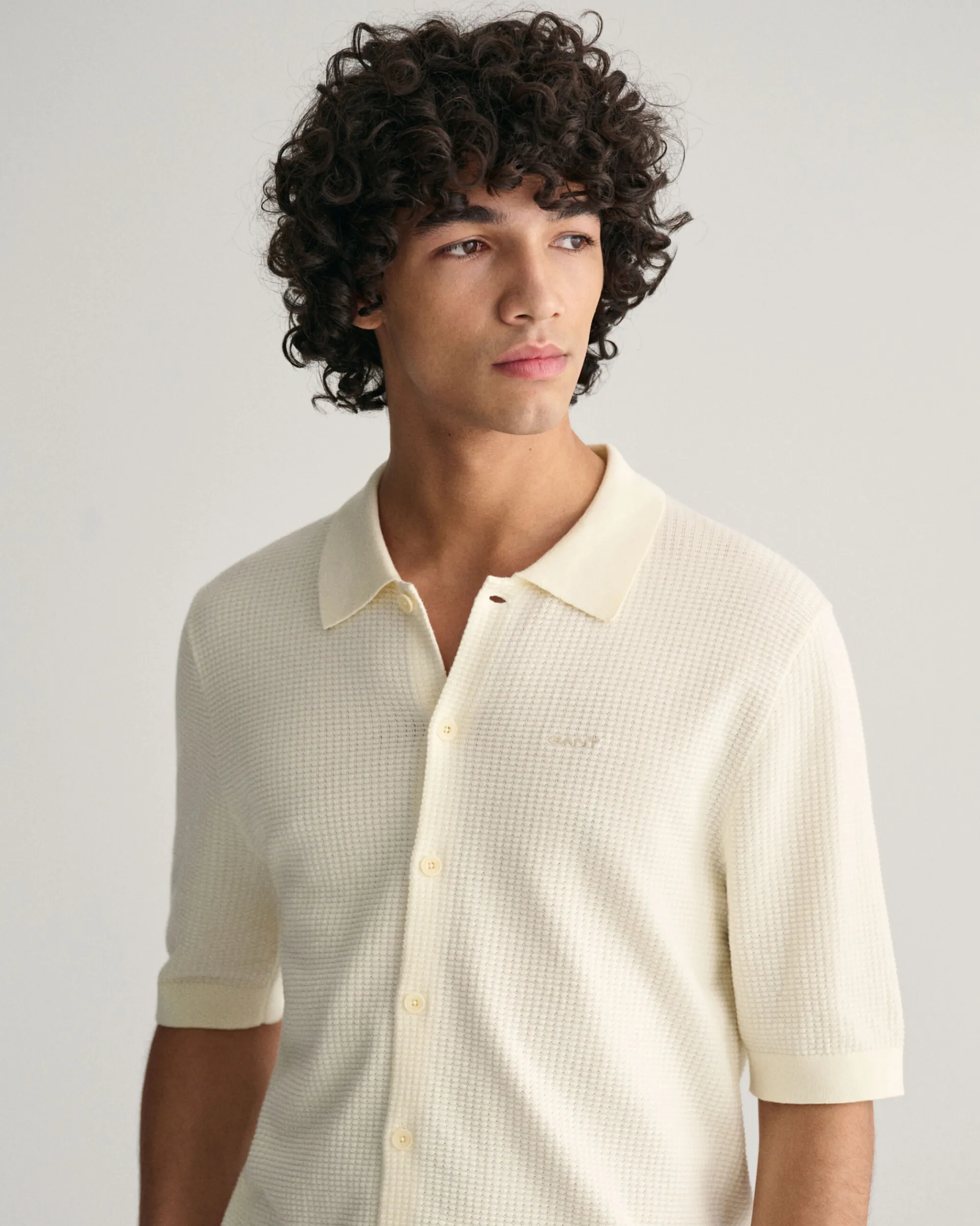 Textured Knit Short Sleeve Shirt