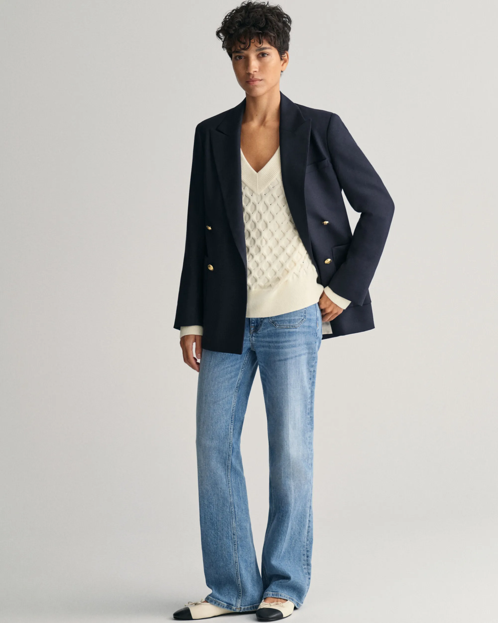 Textured Knit V-Neck Sweater