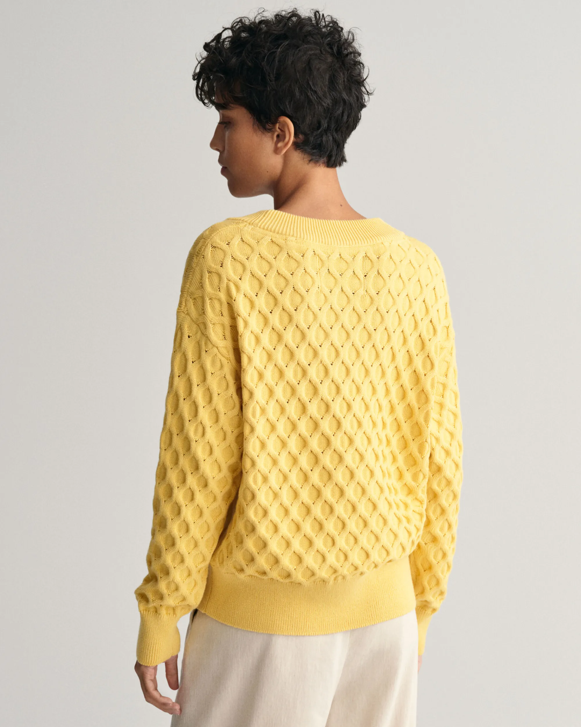 Textured Knit V-Neck Sweater