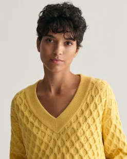 Textured Knit V-Neck Sweater