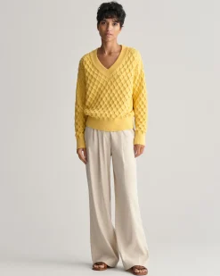 Textured Knit V-Neck Sweater