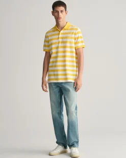 Wide Striped Piqué Polo Shirt